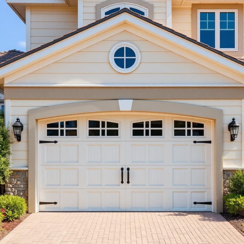 Carriage-style garage door installation on upscale home